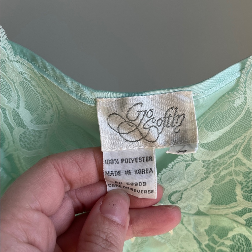 Mint Green Lace Trim Chemise - Picture 2 of 2